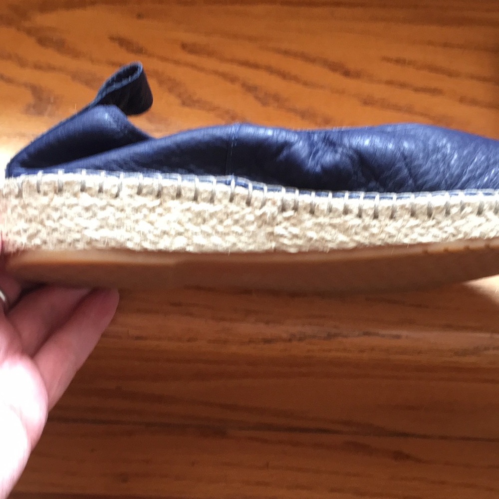 Cole Haan navy pinch marine classics  leather jute wedges size 7 made in India - Picture 9 of 10